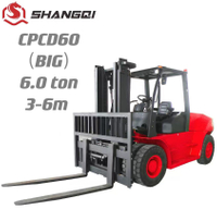 CPCD60 (carretilla elevadora diésel + rueda delantera doble + peso de elevación: 6,0 toneladas + mástil opcional + horquilla de 1,22 m)